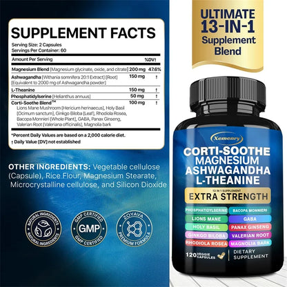 Corti-Soothe Cortisol Supplement with Magnesium, Ashwagandha, L-Theanine