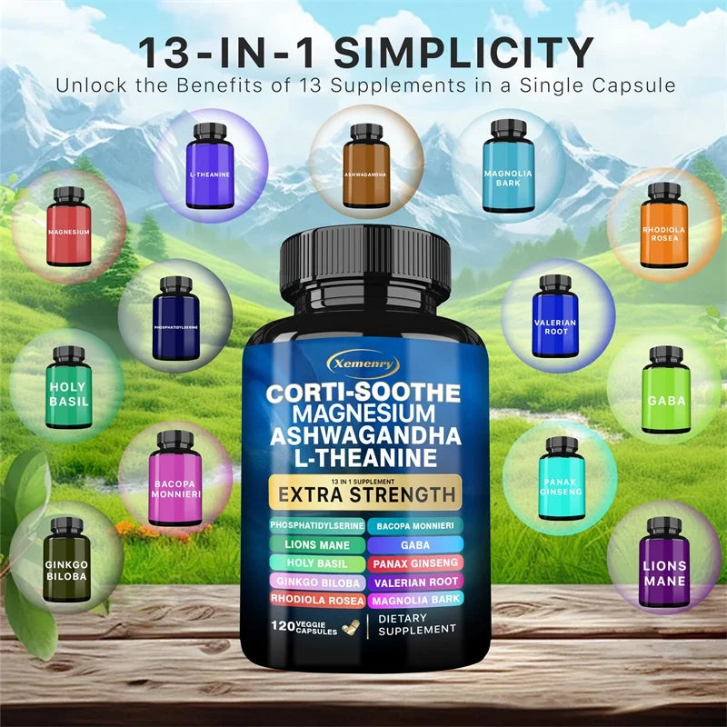 Corti-Soothe Cortisol Supplement with Magnesium, Ashwagandha, L-Theanine