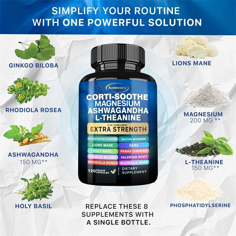 Corti-Soothe Cortisol Supplement with Magnesium, Ashwagandha, L-Theanine