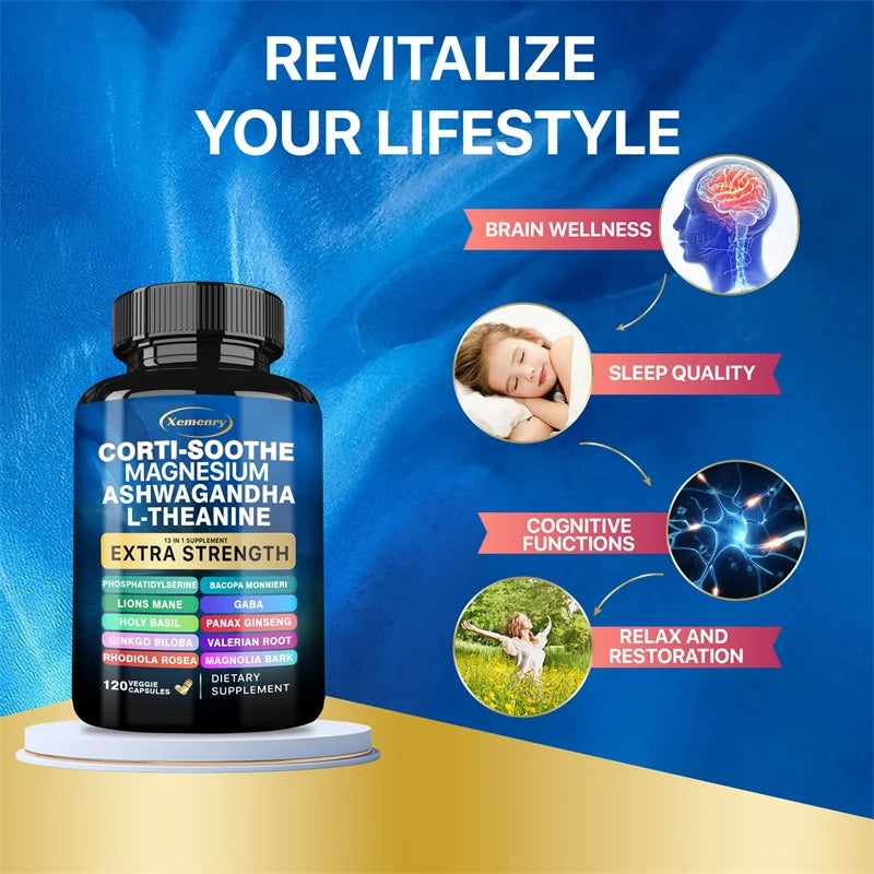 Corti-Soothe Cortisol Supplement with Magnesium, Ashwagandha, L-Theanine